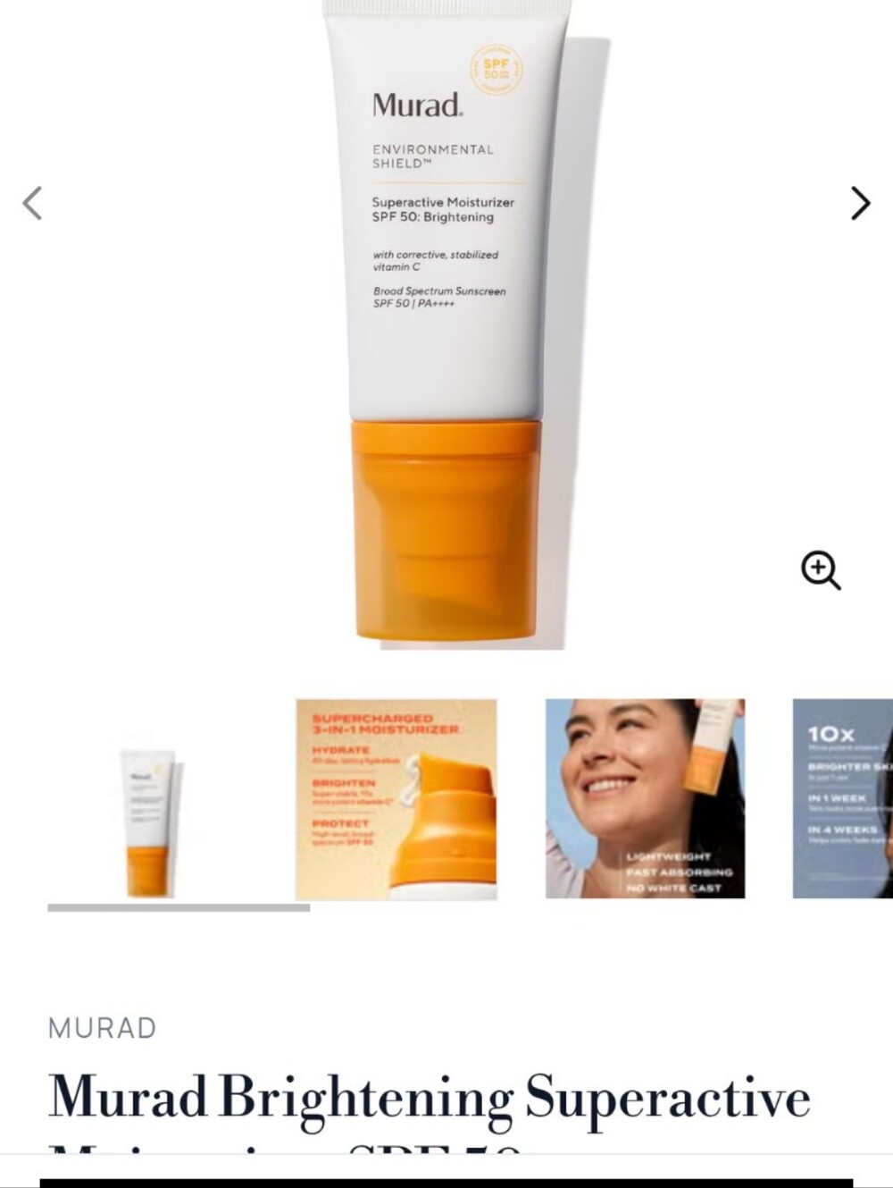 Murad Superactive Moisturizer SPF 50 With Corrective Stabilized Vitamin C NIB NE